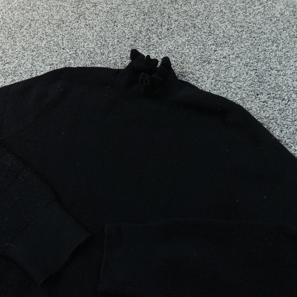 J Crew Sweater Womens L Black Merino Wool Mock Neck Pullover Top Cozy‎ Soft Warm